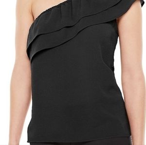 Women's Apt 9 Ruffled One-Shoulder Top in Black